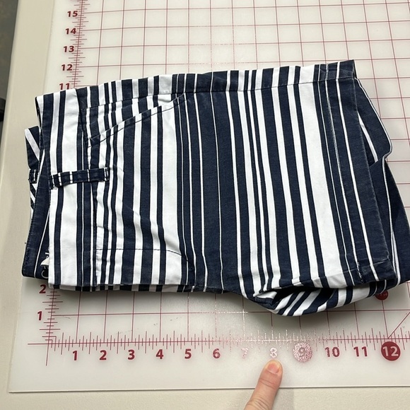 CASLON Navy/White Cotton 4 Pocket Nautical Stripe Beachy Picnic Preppy Shorts 0 - Picture 12 of 14